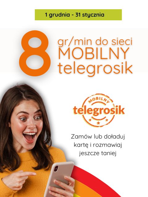 8 groszy na komórki w MOBILNY telegrosik