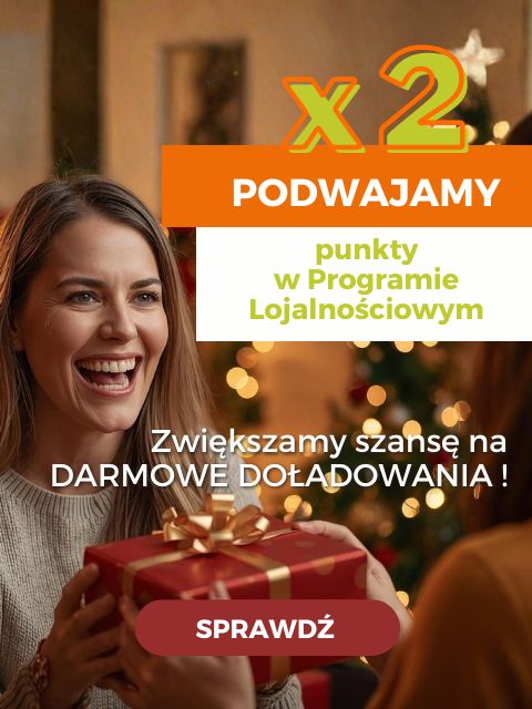 Zbierasz punkty w Programie Lojalnościowym? Podwójna ilość punktów zastanie naliczona automatycznie przy każdym doładowaniu Twojej karty w dniach 16-31 grudnia 2025r.