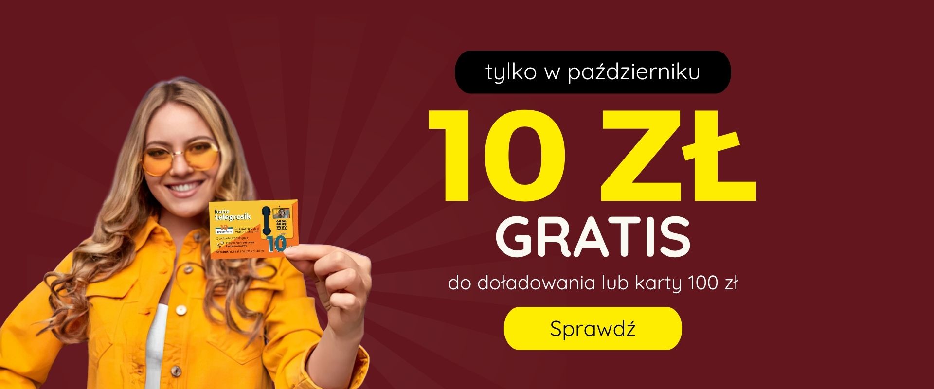 100+10 zł gratis w telegrosik w październiku 2026