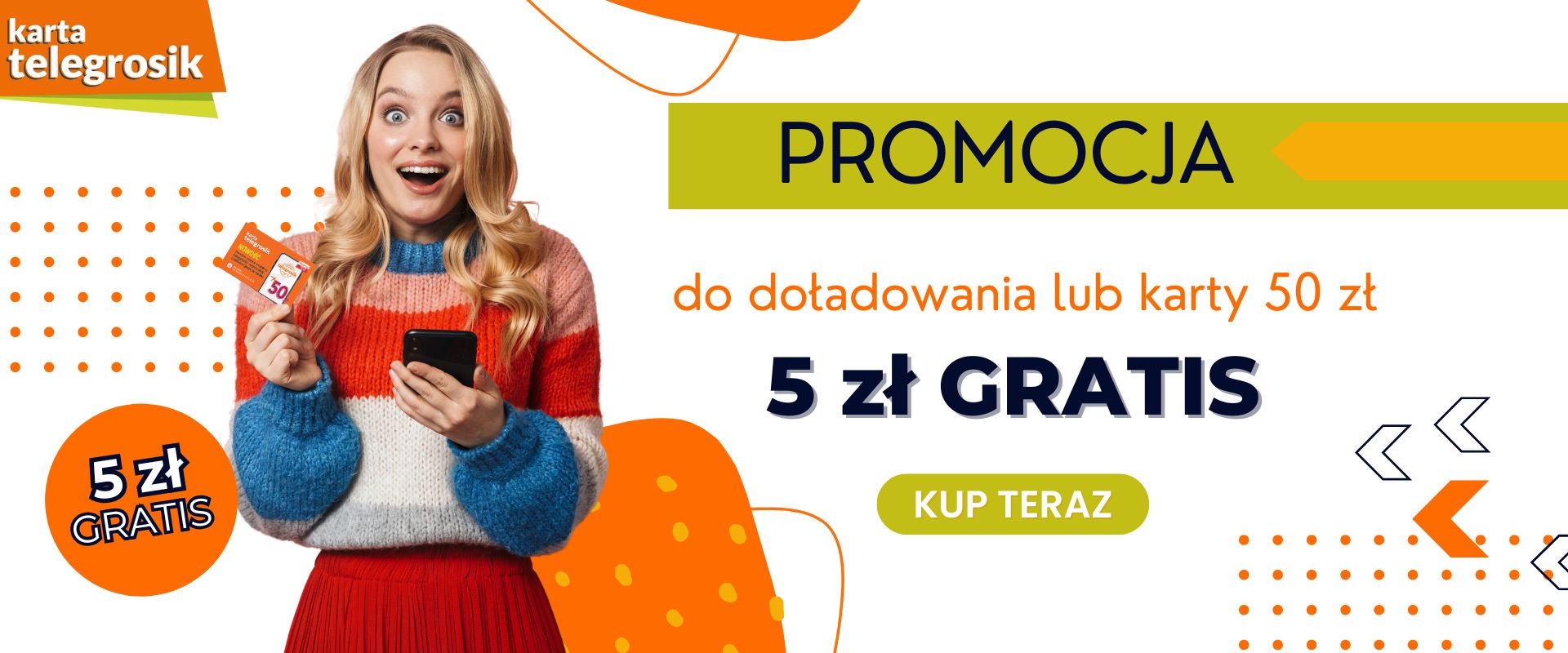 promocja 50+5 do karty lub doładowania w telegrosik