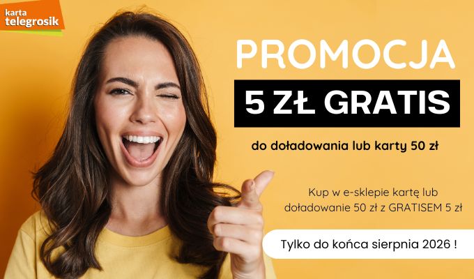 doładuj lub kartę za 50 zł a otrzymasz 5 zł gratis - tylko w dniach 3-31 sierpnia 2026