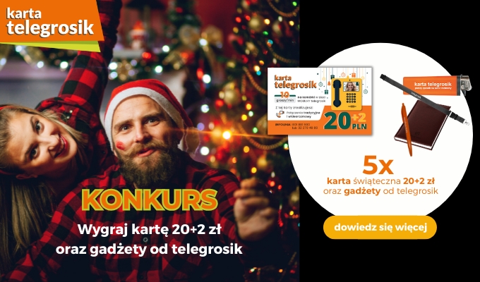 Świąteczna akcja promocyjna: Wygraj kartę 20+2 zł i zestaw gadżetów telegrosik!